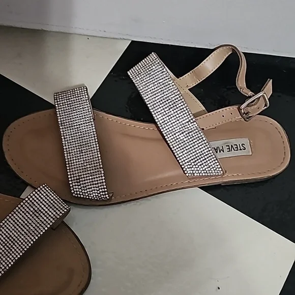 Steve Madden Marisa Rhinestone Sandals 7.5 Shoes Wedding Leather Great condition - Picture 4 of 4